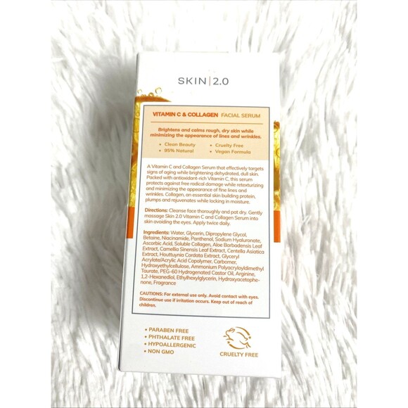 Skin 2.0 Vitamin C & Collagen Facial Serum Brightens Smooths Skin Made In Korea - Picture 3 of 7